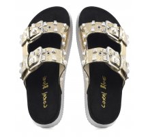 coral blue Laminated sandals with studs and buckles F0817888-0267